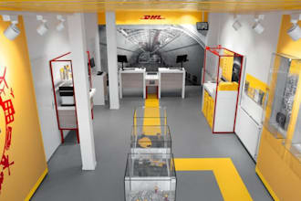 do 3d pos kiosks, bank interiors, post offices, posm, and retail display stand