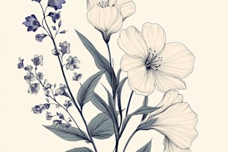 paint  botanical illustrations of plants, fruits, flowers