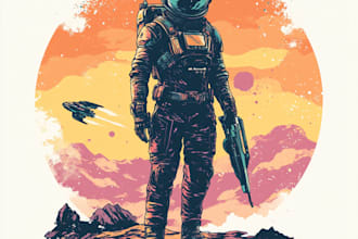 create a sci fi character illustration or sci fi character