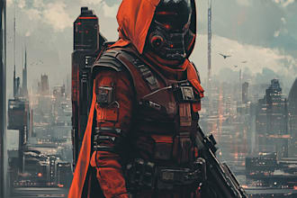 make a sci fi character illustration or sci fi art