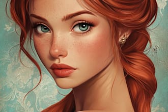 draw a beautiful portrait in disney cartoon for gift