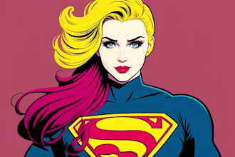 illustrate a superhero pop art portrait