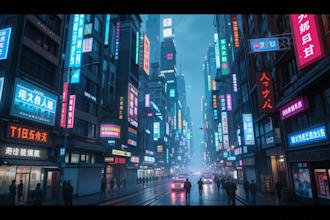 make a cyberpunk futuristic city art