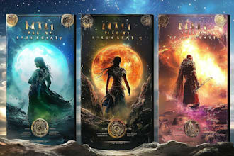 create an epic fantasy book cover design or ebook cover
