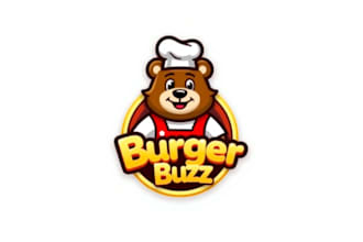 do awesome cartoon burger mascot logo design