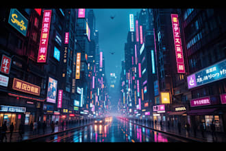 design a cyberpunk futuristic city art