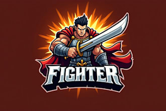 design creative modern fighter warrior mascot logo in 12 hours