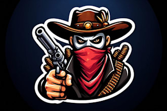 do wonderful masked renegade cartoon outlaw mascot logo design