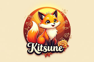 design outstanding kitsune fox mascot logo with new concept