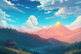 make anime background and environment concept art
