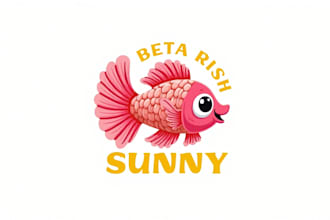 design outstanding clown beta fish mascot logo  in one day