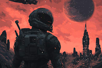create a sci fi character illustration or sci fi character