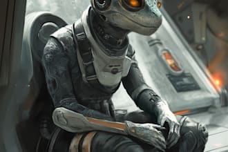 make a sci fi character illustration or sci fi character