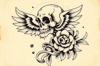 create any design in old school tattoo style