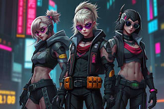 design cyberpunk and fantasy character splash art