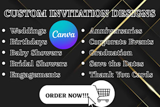 do custom invitation design for wedding birthday graduation baby shower design