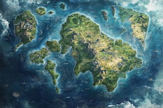 illustrate medieval fantasy and sci fi map