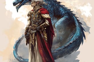 draw a dragons and dnd character illustration