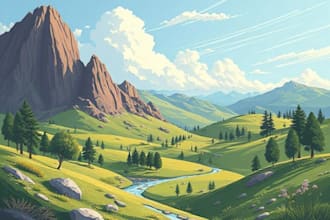 draw a flat vector landscape illustration