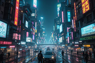 illustrate a cyberpunk futuristic city art or night city