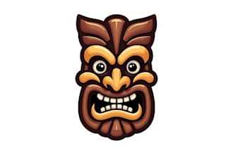 design high quality wood tiki mascot logo with express delivery