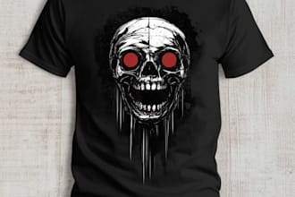 create an  horror cartoon illustration for your tshirt design