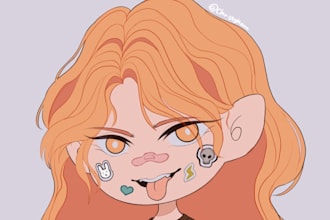 draw cute anime styled illustration pfp