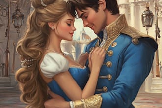 draw cartoon disney couple portrait