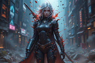 design cyberpunk and fantasy character splash art