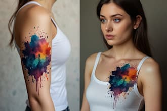custom a watercolor tattoo design