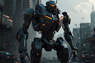 draw sci fi , cyberpunk , mecha, fantasy character design