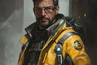 create a sci fi character illustration or sci fi character