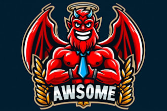 do awesome  devil cartoon style mascot logo