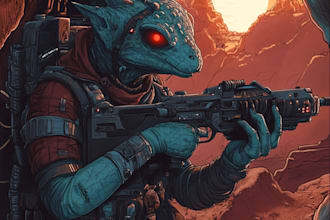drawing a sci fi character illustration or sci fi character