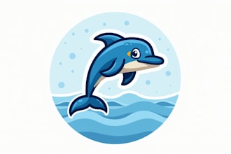 make an amazing dolphin fish mascot logo design in 12 hours
