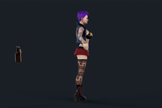 craft 3d metahuman model, punk model,stylized 3d chnifty island,pbr texture,nsfw