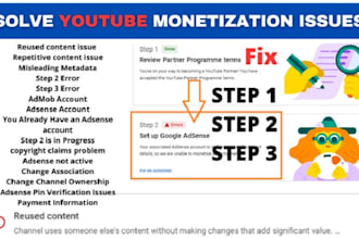 fix youtube monetization issues, reused content issue, adsense problem