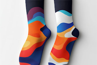 make unique beautiful socks design with realistic mockup