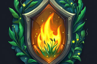 draw fantasy game logo with cool unique magic style