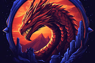 draw fantasy game logo with cool unique magic style