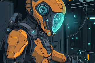 do a sci fi character illustration or sci fi character