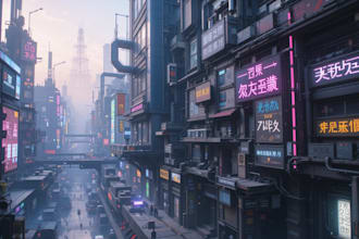 create a cyberpunk futuristic city art or night city