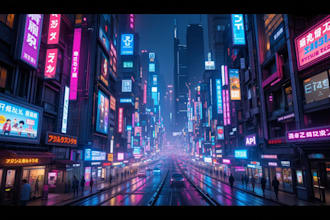 create a cyberpunk futuristic city art