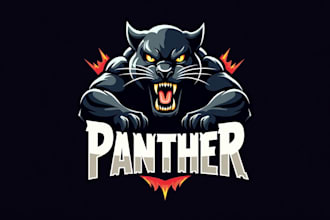 design creative black panther mascot logo with express delivery