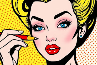 draw a retro pop art roy lichtenstein style