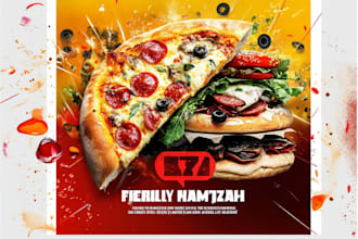 design tourism travel poster and food fly