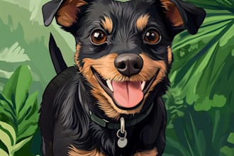 create custom disney pet portrait illustration