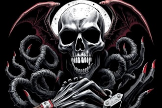 create dark art, horror or skull artworks illustration