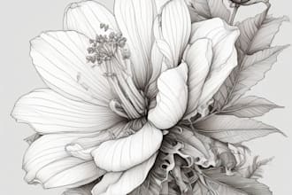 make a botanical and flower line art illustration