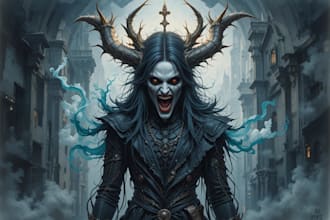 draw watercolor dark art and fantasy horror character design